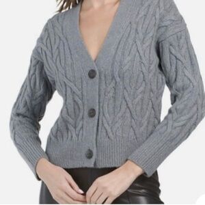 Vince interlocking merino/cashmere Cardigan in light blue